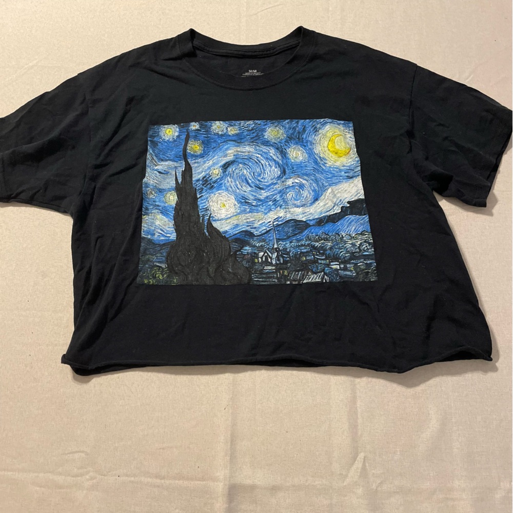 Van Gogh Cropped T Shirt Starry Night Medium GUC